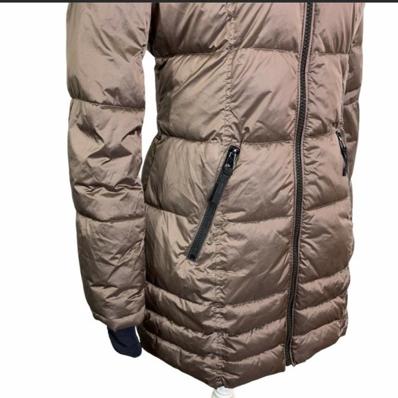 New HALITECH Down Filled Quilted Taupe Hooded Jacket XXL - Picture 8 of 15